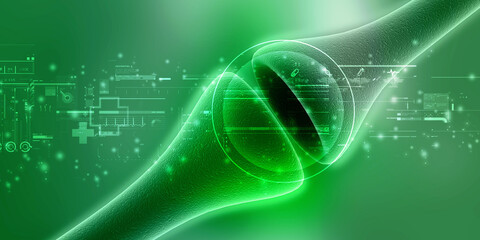 Wall Mural - synapse and neuron cells sending electrical chemical signals. 3d rendering