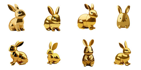 Poster - Vector illustration of multiple golden rabbits