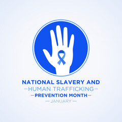 Sticker - National Slavery and Human Trafficking Prevention Month is observed every year on january. Vector illustration on the theme of National Human Trafficking Awareness Month. Template for banner design.