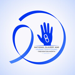 Wall Mural - National Slavery and Human Trafficking Prevention Month is observed every year on january. Vector illustration on the theme of National Human Trafficking Awareness Month. Template for banner design.