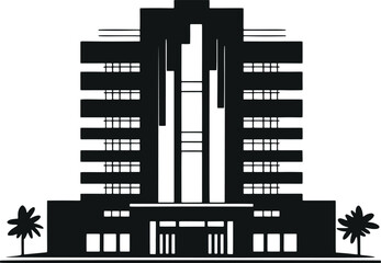 Poster - Sleek and Stylish: Minimalistic Building Vector Glyph Flat Design