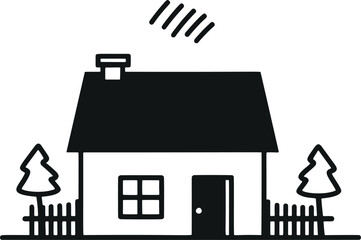 Poster - Sleek and Modern Minimalistic House: Captivating Vector Glyph Illustration