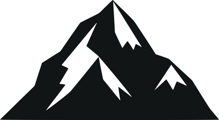 Poster - Serene Simplicity: Minimalistic Mountain Vectors in Flat Glyph Style