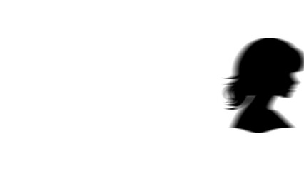 Poster - Animation set, woman face profile symbol. Animations: transparency, zooms, transition top to down, transition left to right, slide up to down, slide left to right