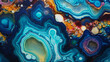 beautiful with dark and light blue spots and yellow substance abstract background similar to something viewed under a microscope