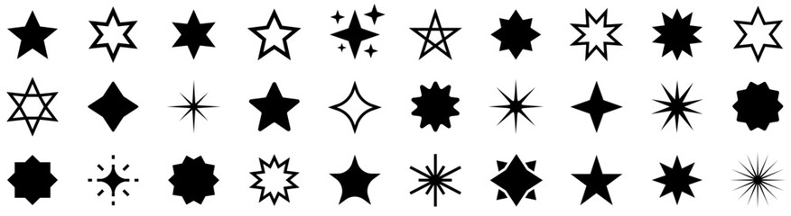 Poster - Star icon collection. Star vector icons. Shine icons. Rating Star icon. Modern simple stars. Vector illustration.