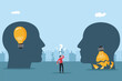 growth mindset light bulb people, open minded. vector illustration