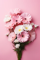 Wall Mural - Spring bouquet of flowers on pink background