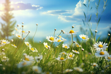 Wall Mural - Chamomile flower field