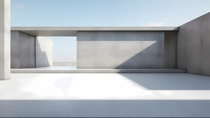 Wall Mural - 3d render of abstract futuristic architecture with empty concrete floor