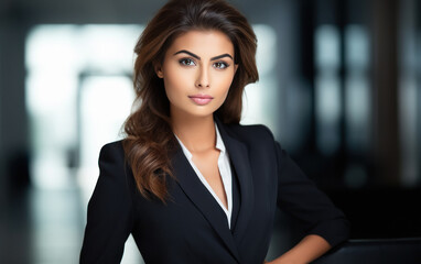 Wall Mural - young confidant businesswoman standing at office