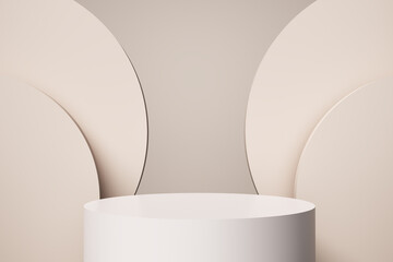 Aufkleber - White round podium or pedestal with beige background.