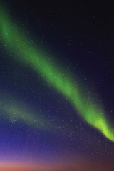 Sticker - Night blue starry sky and Northern lights. Green aurora borealis