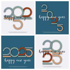 Wall Mural - Happy new year - best wishes 2025 with colorful truncated number. Perfect vector for poster, banner, greeting and new year 2025 celebration.