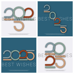 Wall Mural - Happy new year - best wishes 2025 with colorful truncated number. Perfect vector for poster, banner, greeting and new year 2025 celebration.