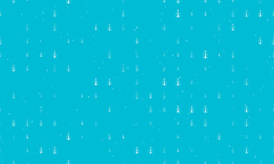 Poster - Seamless background pattern of evenly spaced white hookah symbols of different sizes and opacity. Vector illustration on cyan background with stars