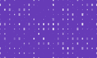 Poster - Seamless background pattern of evenly spaced white seven of clubs playing cards of different sizes and opacity. Vector illustration on deep purple background with stars