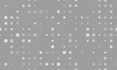 Poster - Seamless background pattern of evenly spaced white optic cable symbols of different sizes and opacity. Vector illustration on gray background with stars