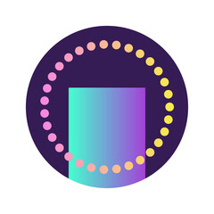 Aufkleber - Round Circle Shape Button Gradient Colored Texture Nostalgic 90's Style Neon Futuristic Element Icon 