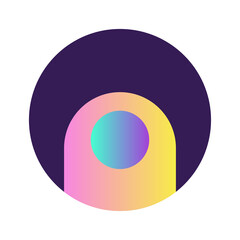 Aufkleber - Round Circle Shape Button Gradient Colored Texture Nostalgic 90's Style Neon Futuristic Element Icon 