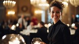 Fototapeta  - Elegant Woman Enjoying Wine in a Fancy Restaurant