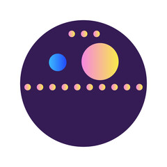 Aufkleber - Round Circle Shape Button Gradient Colored Texture Nostalgic 90's Style Neon Futuristic Element Icon 