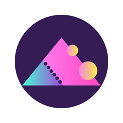 Aufkleber - Round Circle Shape Button Gradient Colored Texture Nostalgic 90's Style Neon Futuristic Element Icon 