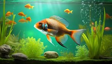 Fish In Aquarium Hd 8k Wallpaper Stock Photographic Image