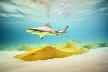 Wall Mural - lemon shark gliding over sandy sea floor