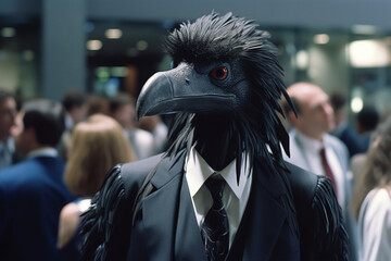 Aufkleber - A Microraptor engaged in networking activities, showcasing the importance of building professional connections in the business world.