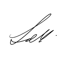 Abstract signature idea starting letter L. Vector with black writing and transparent background.