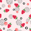 Seamless strawberry print. Vector abstract pattern with watercolor berries