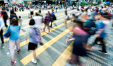 Fototapeta  - Crowd of people walking on busy hong kong street