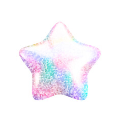 Wall Mural - vector 3d rainbow glitter textured star icon on white background. cute realistic cartoon 3d render, 