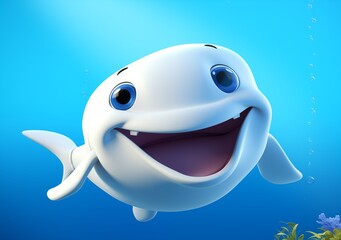 Wall Mural - cute white whale cartoon character illustration