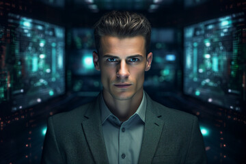 Digital technologies it programmer worker in modern network space working Generative AI