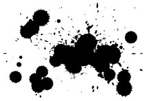 Splattered Blot, A Spot Of Black Paint On A White Background