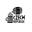 Vector Hand Drawn Czech Republic Label. Travel Europe Illustration. Hand Written Lettering Illustration. Czech Symbol Logo