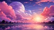 Colorful Sky Clouds Pink Purple Cloud, Background Banner HD, Illustrations , Cartoon style