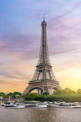 Wall Mural - Eiffel Tower and Seine river at sunset, Paris, France