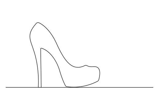 Continuous single line drawing of woman shoes icon. Isolated on white background vector illustration. Pro vector.