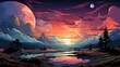 Dusk Sky Twilight Evening After Sundown, Background Banner HD, Illustrations , Cartoon style