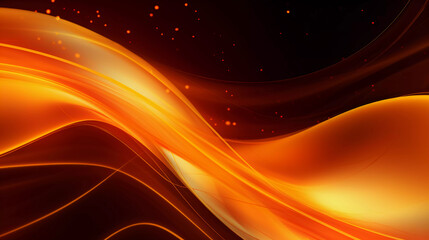 Poster - Orange and yellow neon fluid, glowing futuristic abstract background, swirl, line, boxes, data transfer or equalizer