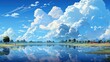 Natural Sunny Blue Sky Background Beautiful, Background Banner HD, Illustrations , Cartoon style