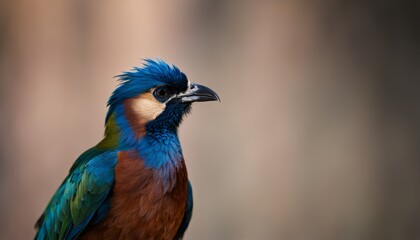 Poster - A blue and brown bird with a black beak