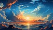 Shining Sun Clear Blue Sky, Background Banner HD, Illustrations , Cartoon style