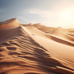 Sticker - Surreal desert landscape with sand dunes sculpted by the wind.