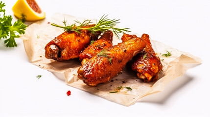 Flavorful delight, Succulent chicken wings seasoned to perfection on parchment
