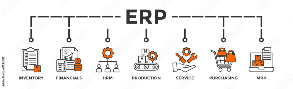 ERP banner web icon vector illustration concept for enterprise resource ...