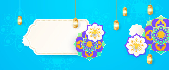 Wall Mural - Colorful colourful vector banner for islamic ramadan celebration. Ramadan Kareem background for print, poster, cover, brochure, flyer, banner.